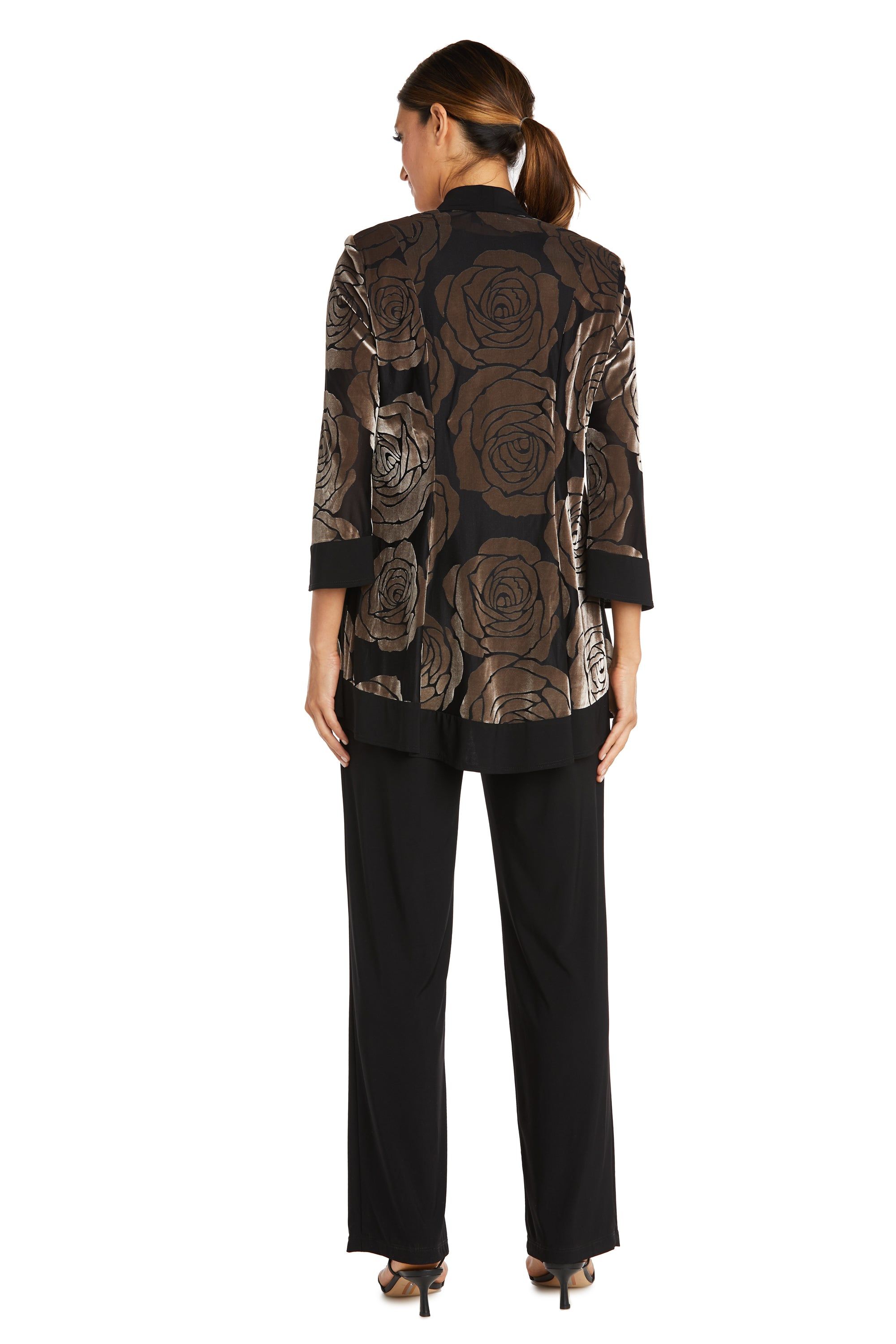 Three-Piece Power Mesh Velvet Jacket and Pant Set with Attached Necklace sold by R&M Richards product image thumbnail 2