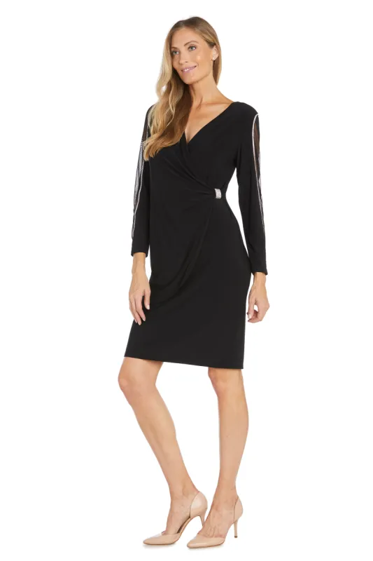 Cocktail Dress With Rhinestone Arm Detail & Sheer Inserts sold by R&M Richards
