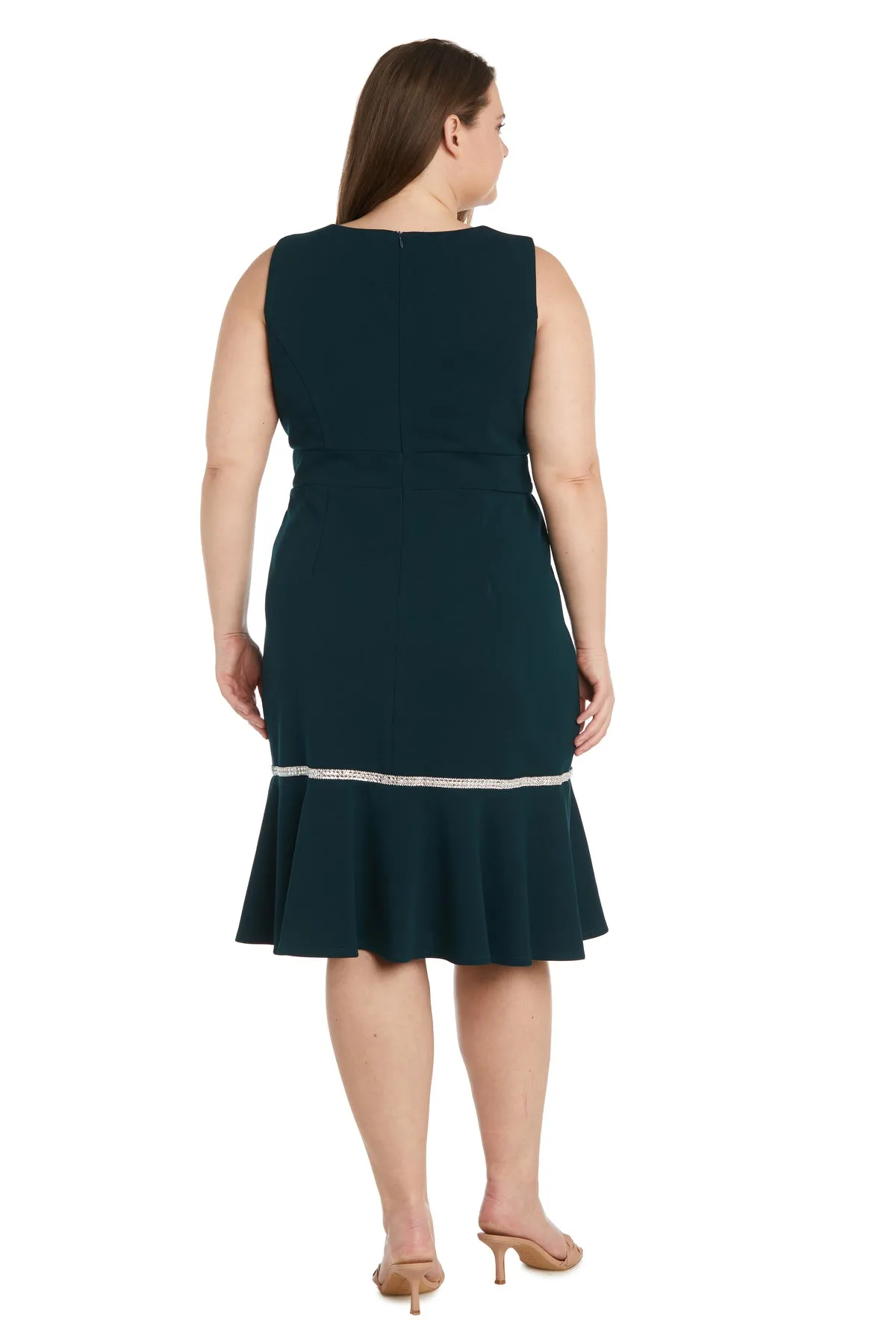 Knee Length Rhinestone Cocktail Dress With Bottom Ruffle - Plus sold by R&M Richards product image thumbnail 2