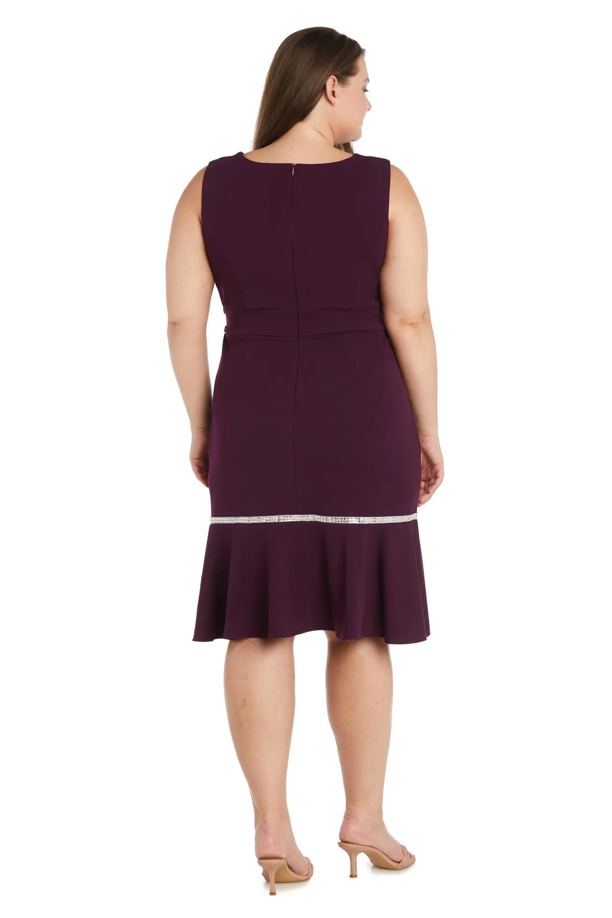 Knee Length Rhinestone Cocktail Dress With Bottom Ruffle - Plus sold by R&M Richards product image thumbnail 5