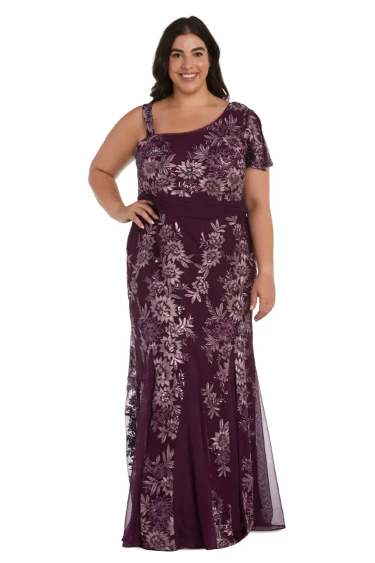 One Shoulder Embellished Evening Dress - Plus sold by R&M Richards