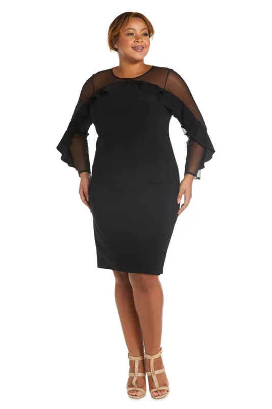 Cocktail Dress with Sheer Details and Ruffled Sleeves - Plus sold by R&M Richards