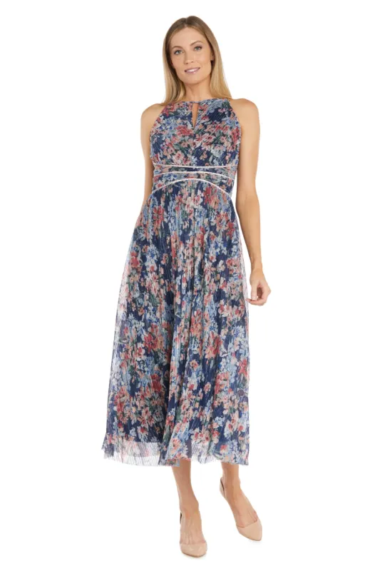 Floral Metallic Maxi Dress with Rhinestone Waist Detail sold by R&M Richards