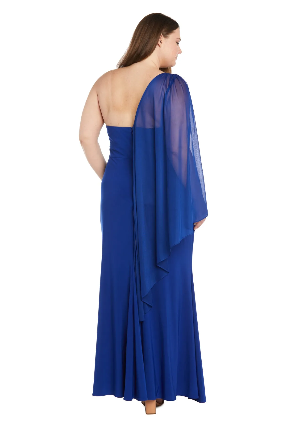 One Shoulder Cape Gown with Rhinestone Detailing - Plus sold by R&M Richards product image thumbnail 5