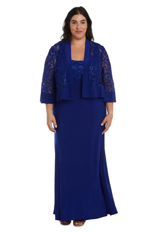 Two-Piece Ruffle and Sequin Long Jacket Dress - Plus sold by R&M Richards