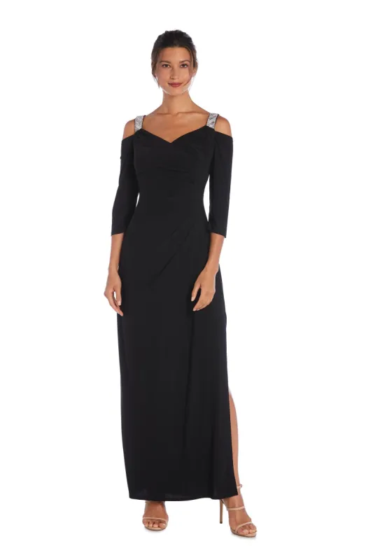 Cold Shoulder Gown with Rhinestone Detail Straps sold by R&M Richards
