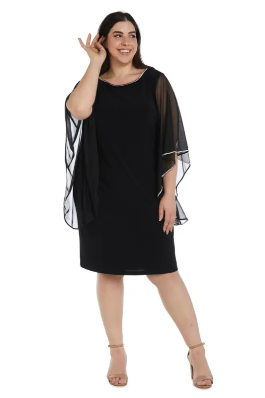 Short Sheath Dress with Chiffon Butterfly Sleeves - Plus sold by R&M Richards