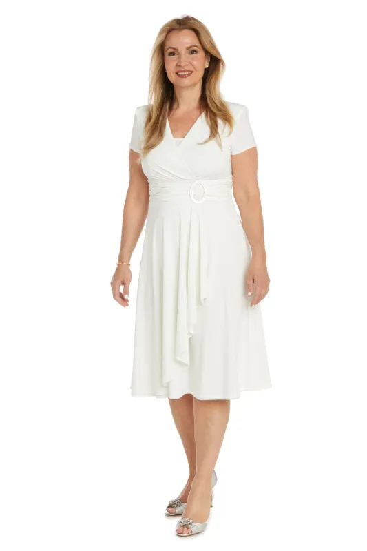 Ivory Cocktail Dress With Rhinestone Waist Piece sold by R&M Richards