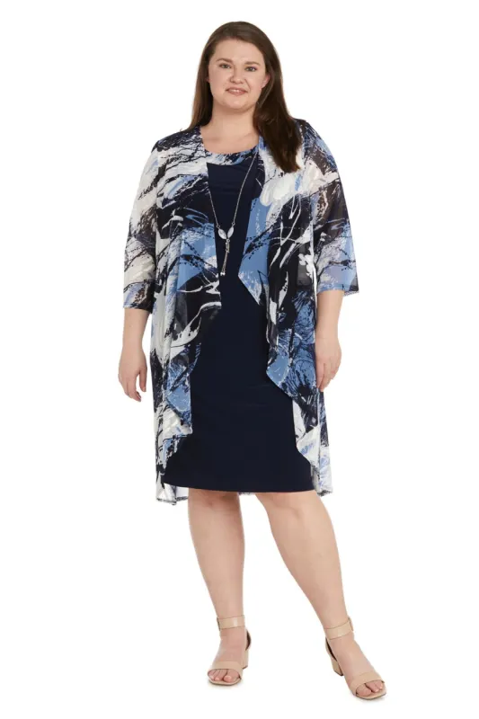 Printed Jacket Dress With Sparkling Necklace - Plus sold by R&M Richards
