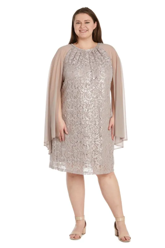 Glitter Lace Cape Cocktail Dress - Plus sold by R&M Richards