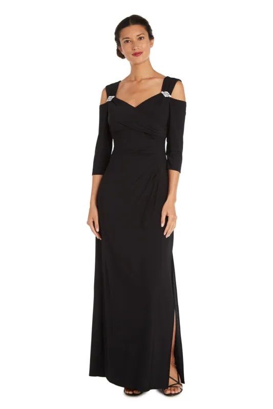 Column Evening Gown with Off the Shoulder Cutouts - Petite sold by R&M Richards