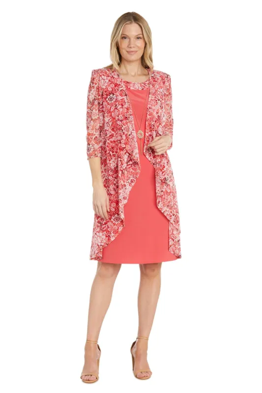 Daytime Puff Print Jacket Dress with Detachable Necklace - Petite sold by R&M Richards