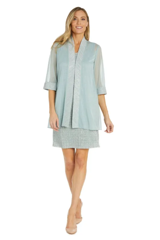 Pleated Jacket Dress With Metallic Sparkle Trim sold by R&M Richards