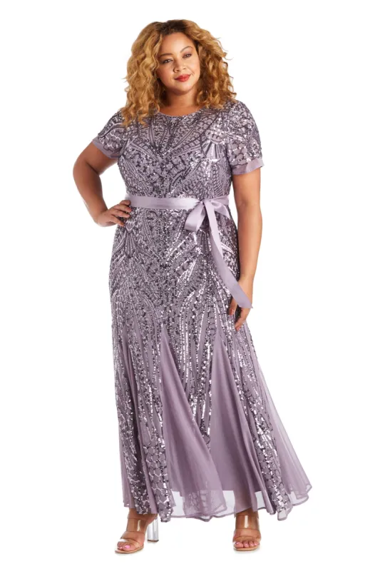 Maxi Dress with Embellishment and Satin Waist Tie - Plus sold by R&M Richards
