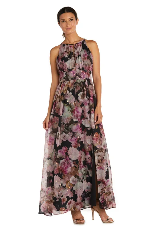 Print Floral Clip Cutaway Halter Dress sold by R&M Richards