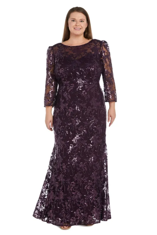 Sequined Evening Gown With Illusion Design - Plus sold by R&M Richards