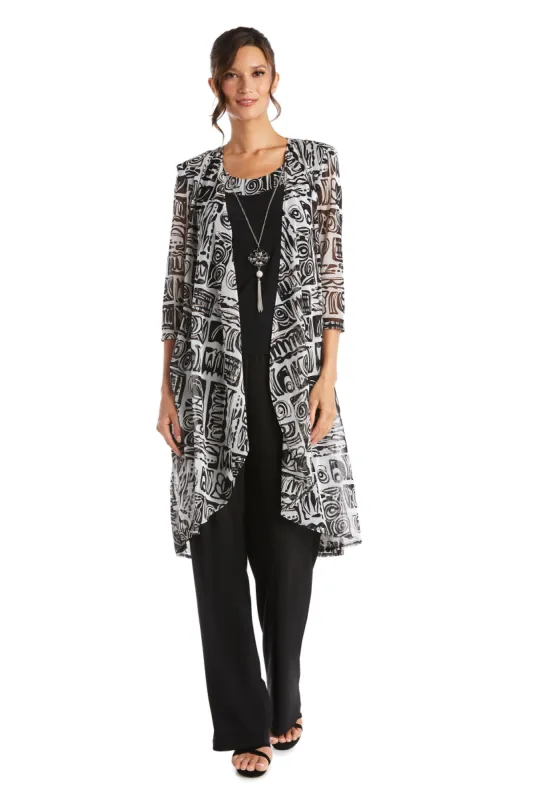 Three Piece Printed Mesh Duster Pantsuit sold by R&M Richards
