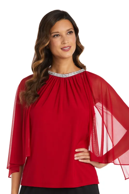 Caplet Social Top with Rhinestone Neckline sold by R&M Richards