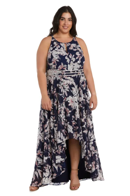 High Low Dress with Rhinestone Waist Detail - Plus sold by R&M Richards