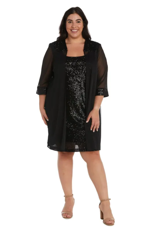 Sequin Chiffon Jacket Dress - Plus sold by R&M Richards