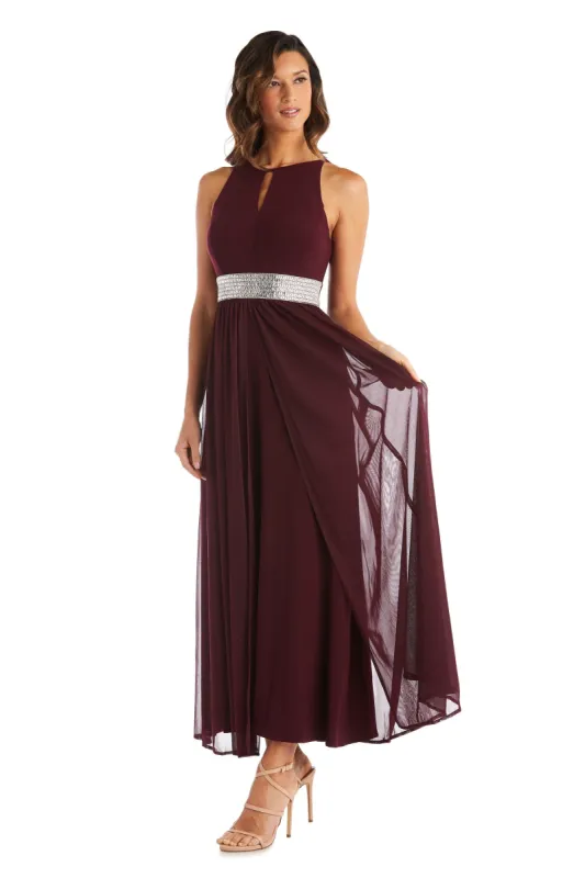Maxi Dress with Keyhole Cutout, Halterneck and Flowing Skirt - Petite sold by R&M Richards