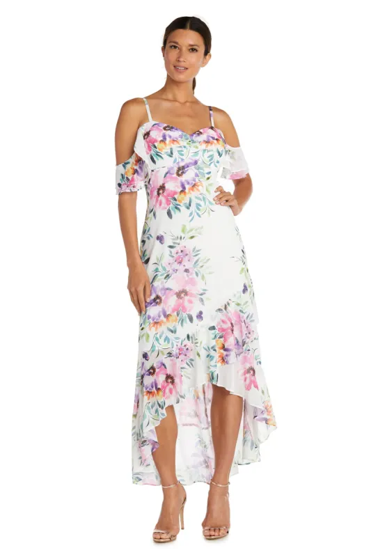 Nightway Floral Print Off the Shoulder High-Low Dress sold by R&M Richards