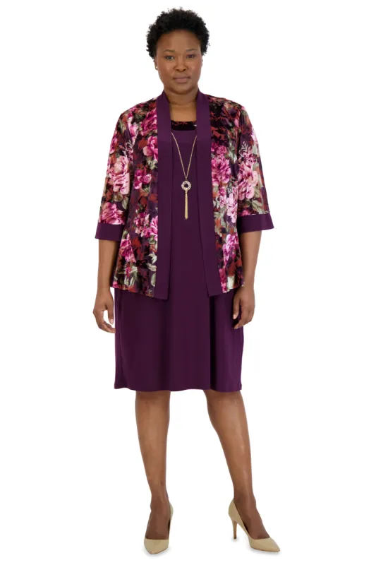 Two-Piece Velvet Jacket and Dress Set - Plus sold by R&M Richards
