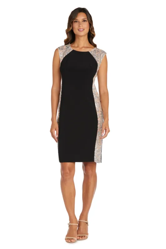 Illusion Knee-Length Sheath Dress with Sheer Inserts and Sequins sold by R&M Richards