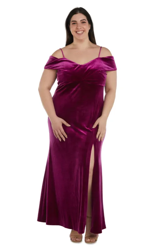 Nightway Stretch Velvet Evening Gown - Plus sold by R&M Richards