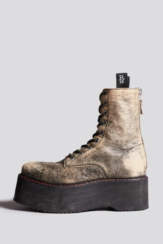 DOUBLE STACK BOOT - DISTRESSED BROWN sold by R13