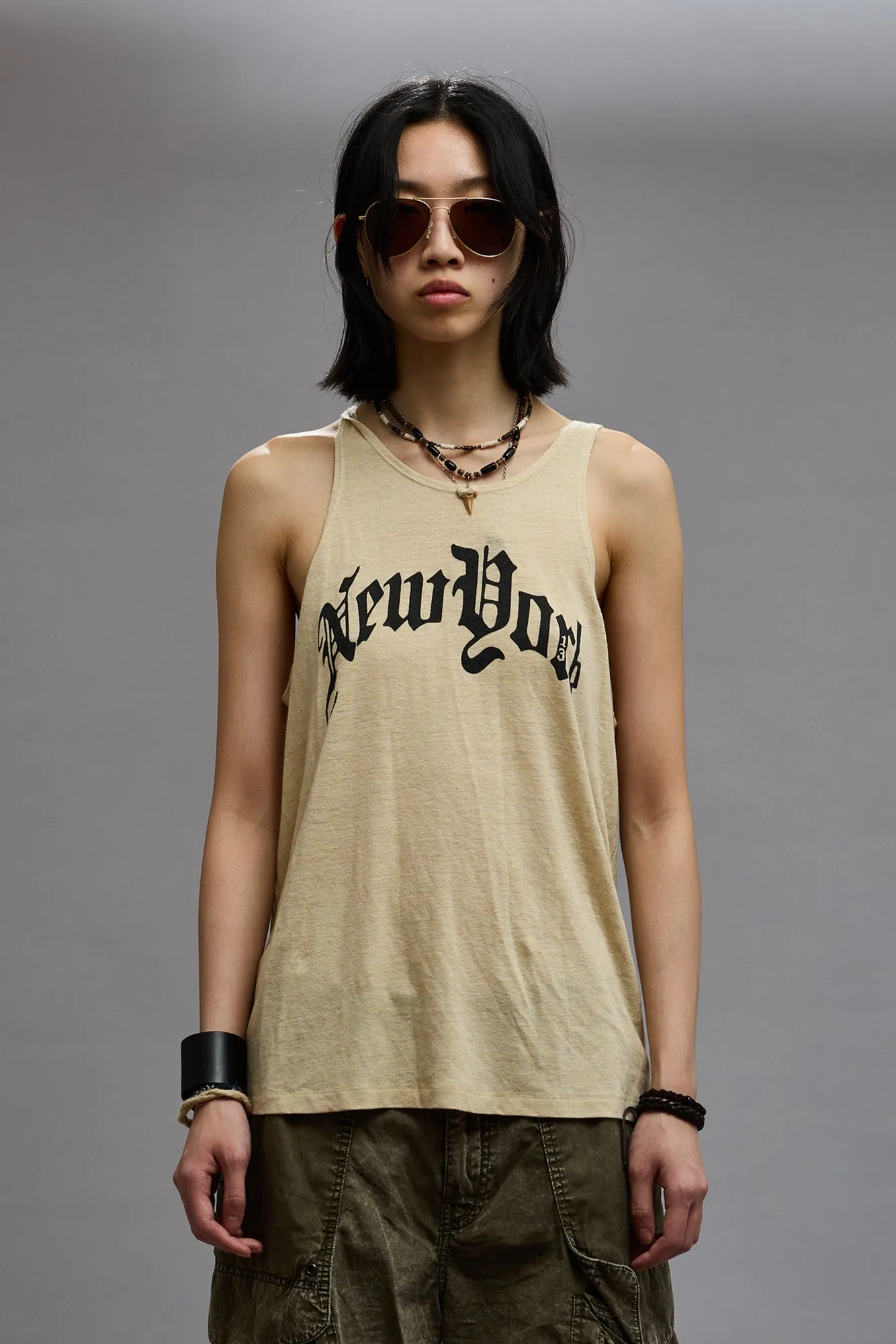 NEW YORK RELAXED TANK - KHAKI sold by R13 product image thumbnail 3