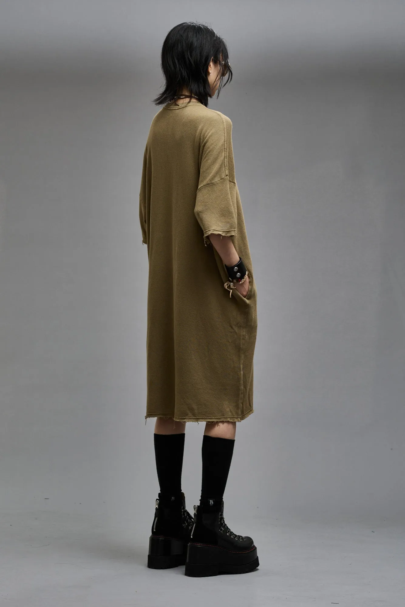 ELONGATED SHIRTDRESS - OLIVE sold by R13 product image thumbnail 4