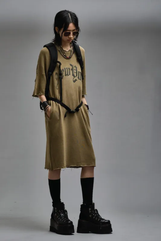 ELONGATED SHIRTDRESS - OLIVE made by R13