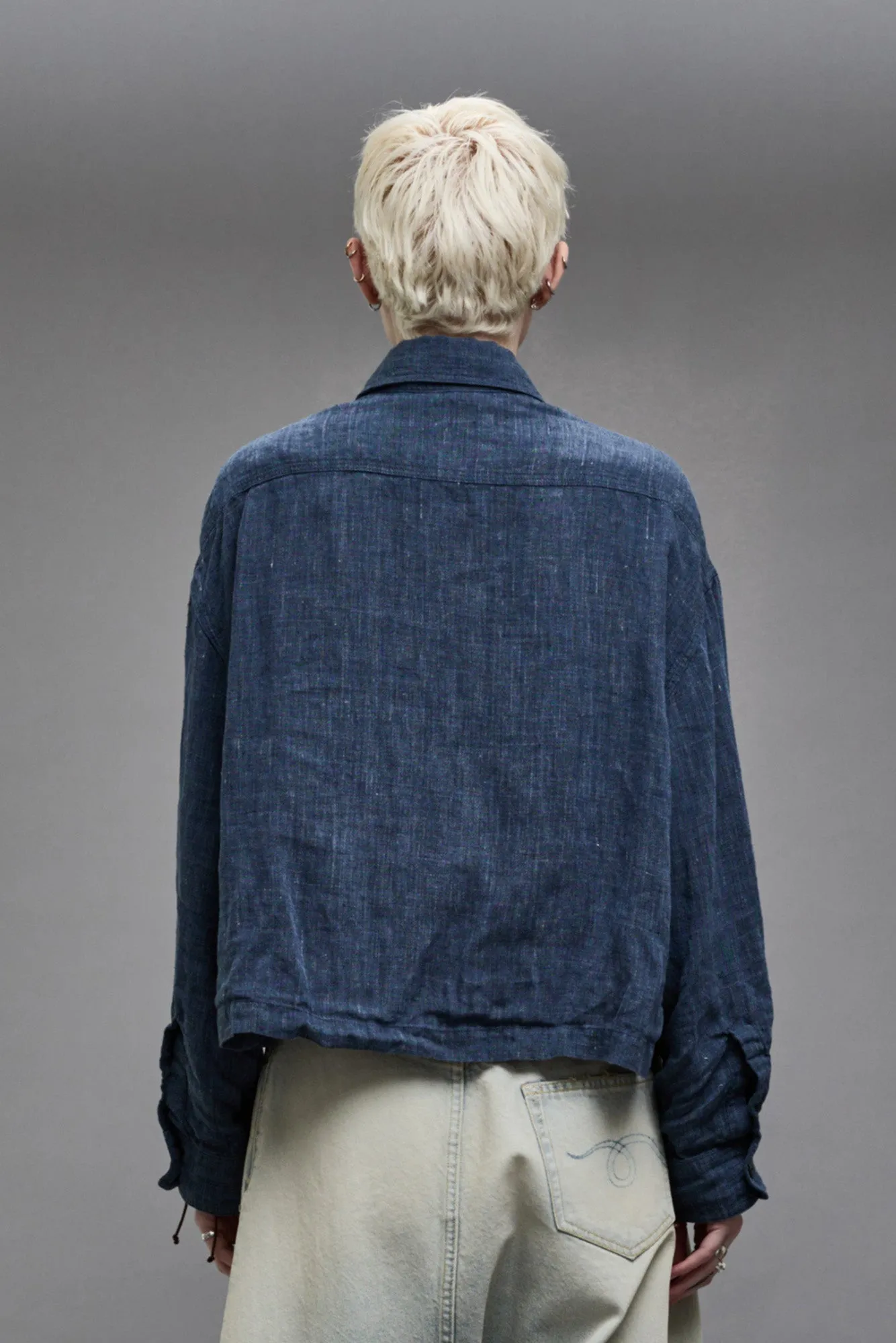 CROPPED BELLOW POCKET SHIRT - INDIGO BLUE sold by R13 product image thumbnail 5