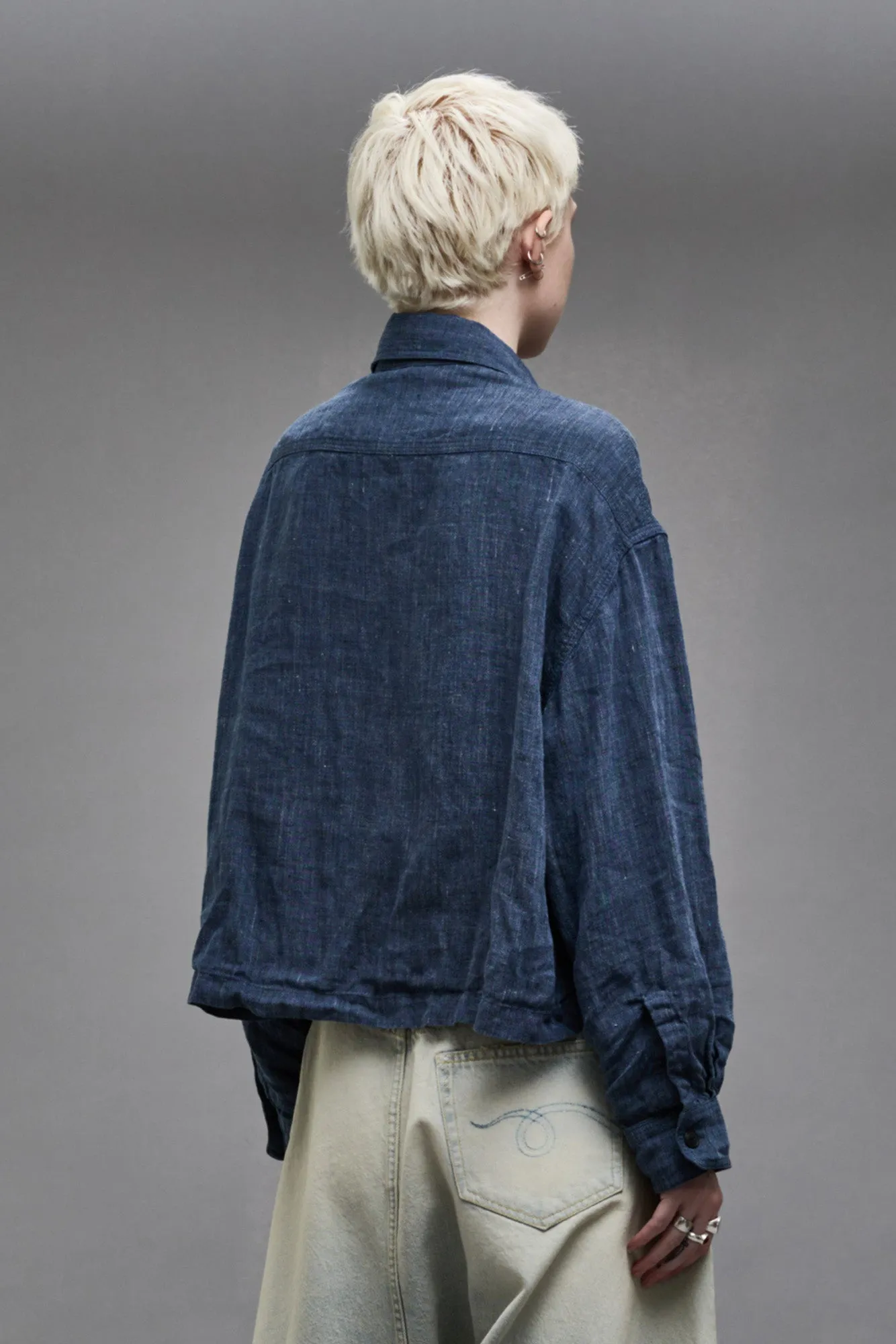 CROPPED BELLOW POCKET SHIRT - INDIGO BLUE sold by R13 product image thumbnail 4