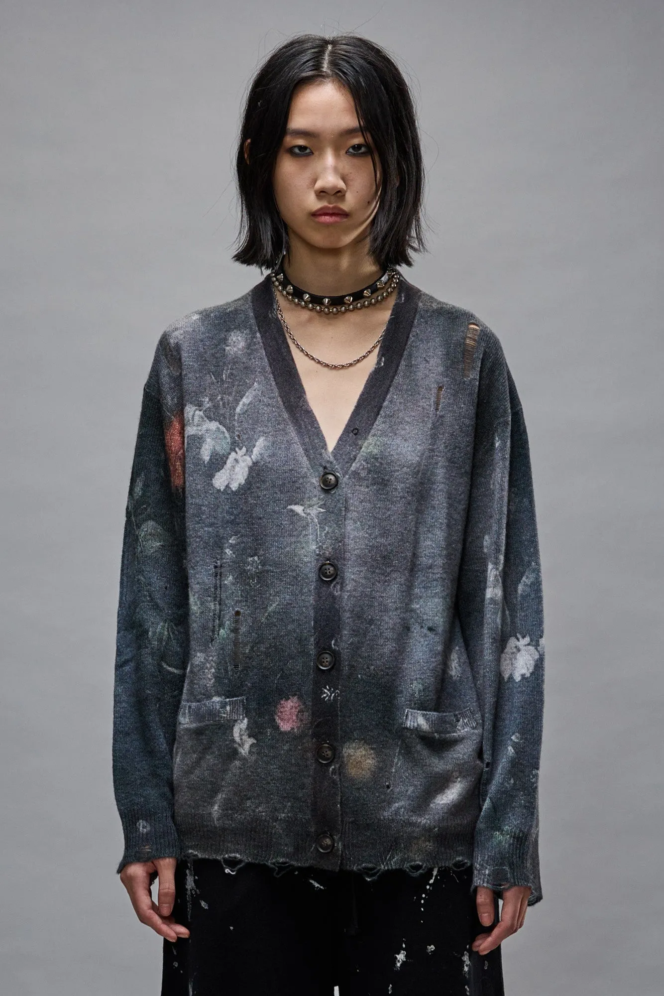 BOYFRIEND CARDIGAN - BLACK FLORAL sold by R13 product image thumbnail 3