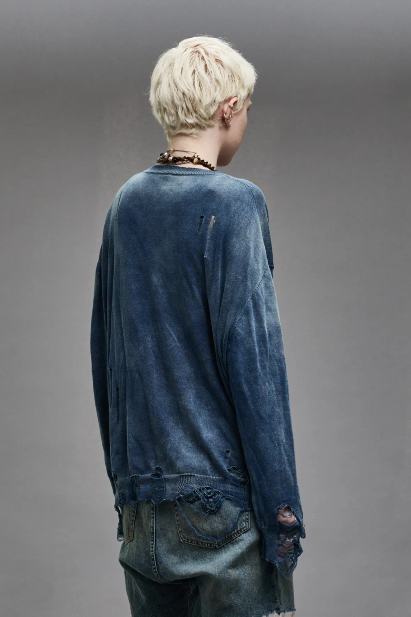 BOYFRIEND CARDIGAN - DARK INDIGO sold by R13 product image thumbnail 3
