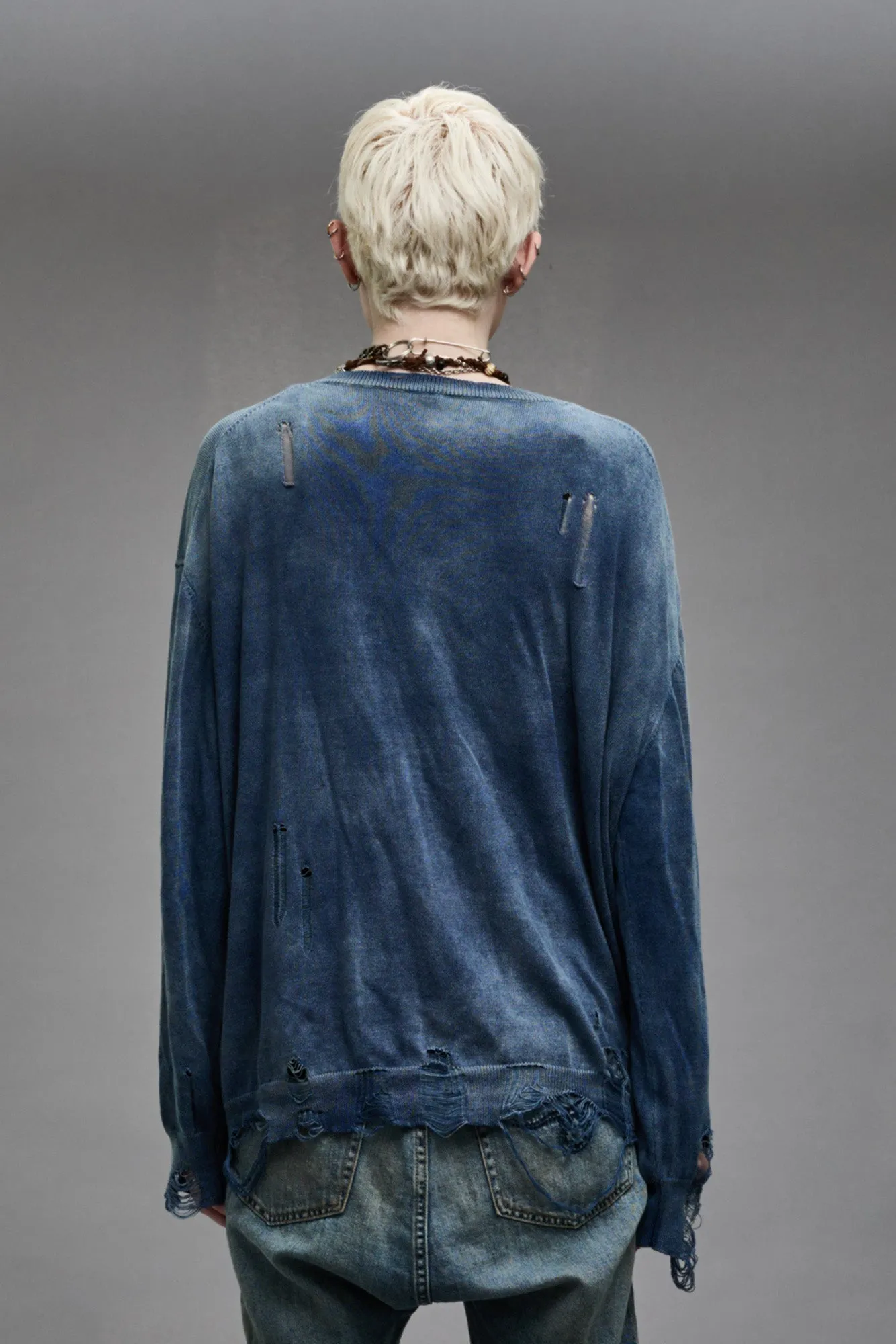 BOYFRIEND CARDIGAN - DARK INDIGO sold by R13 product image thumbnail 4