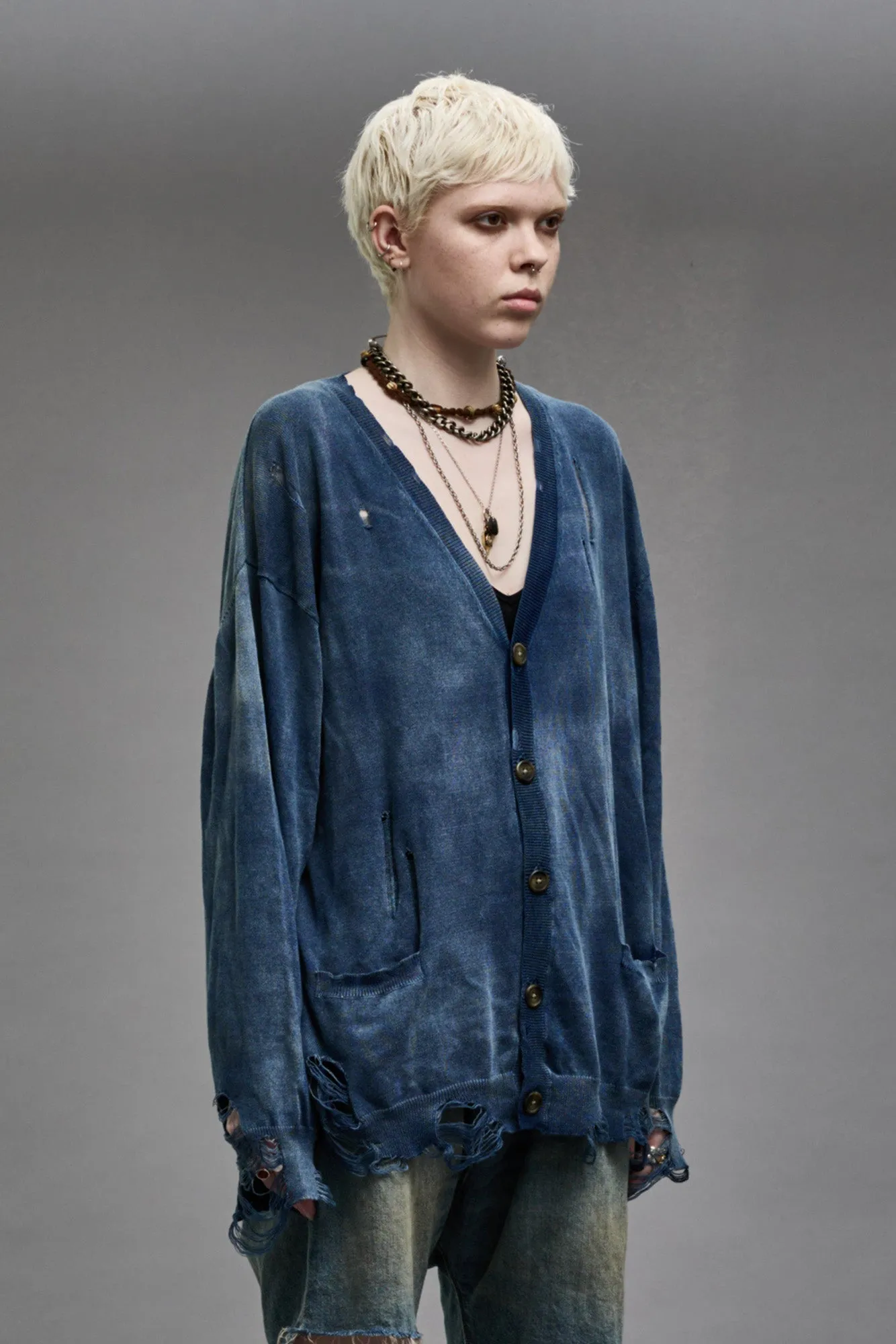 BOYFRIEND CARDIGAN - DARK INDIGO sold by R13 product image thumbnail 2