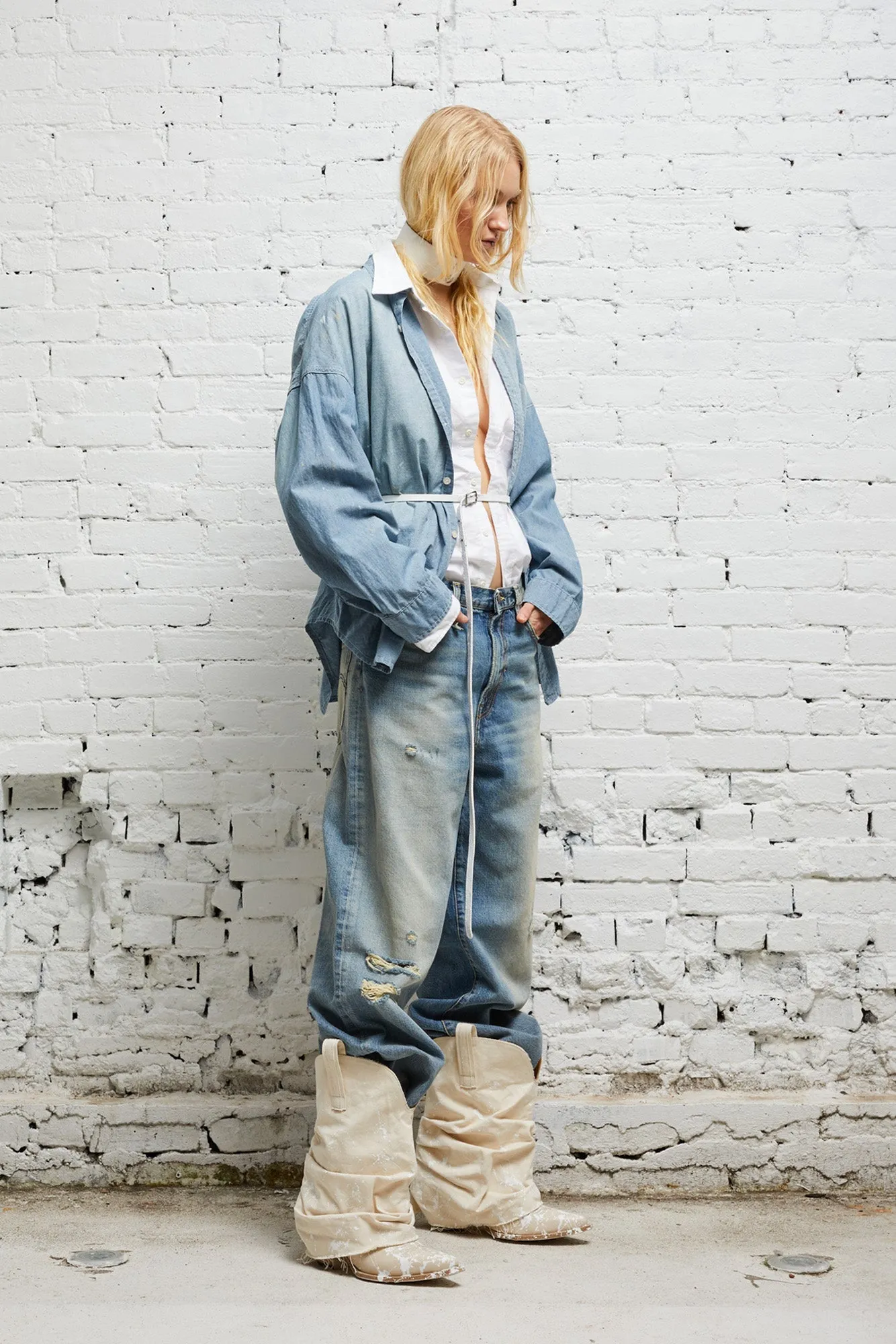 LONG SLEEVE BUTTON-UP - BLUE CHAMBRAY sold by R13 product image thumbnail 2