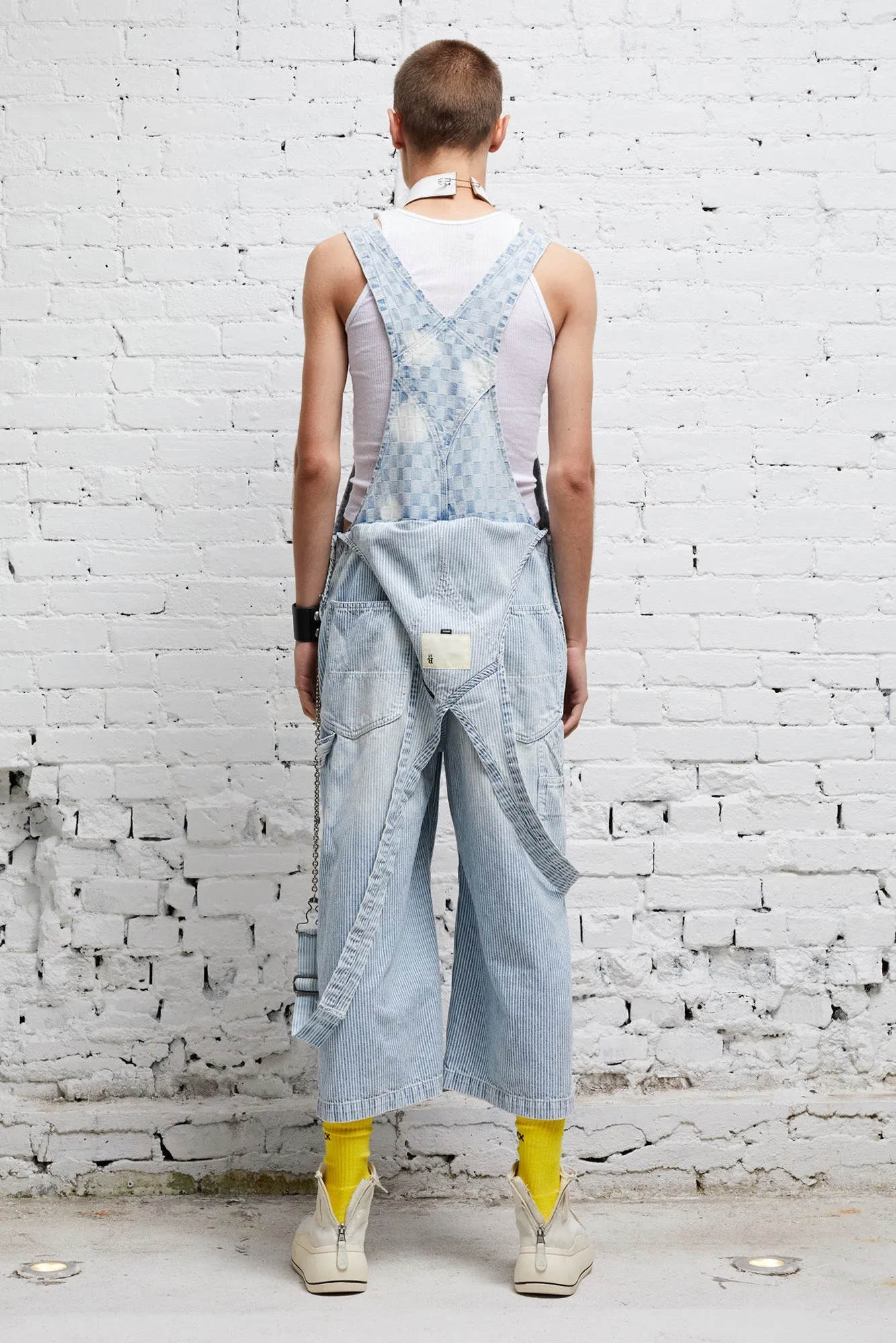 CROPPED DOUBLE BIB OVERALL - HICKORY CHECKERBOARD sold by R13 product image thumbnail 2