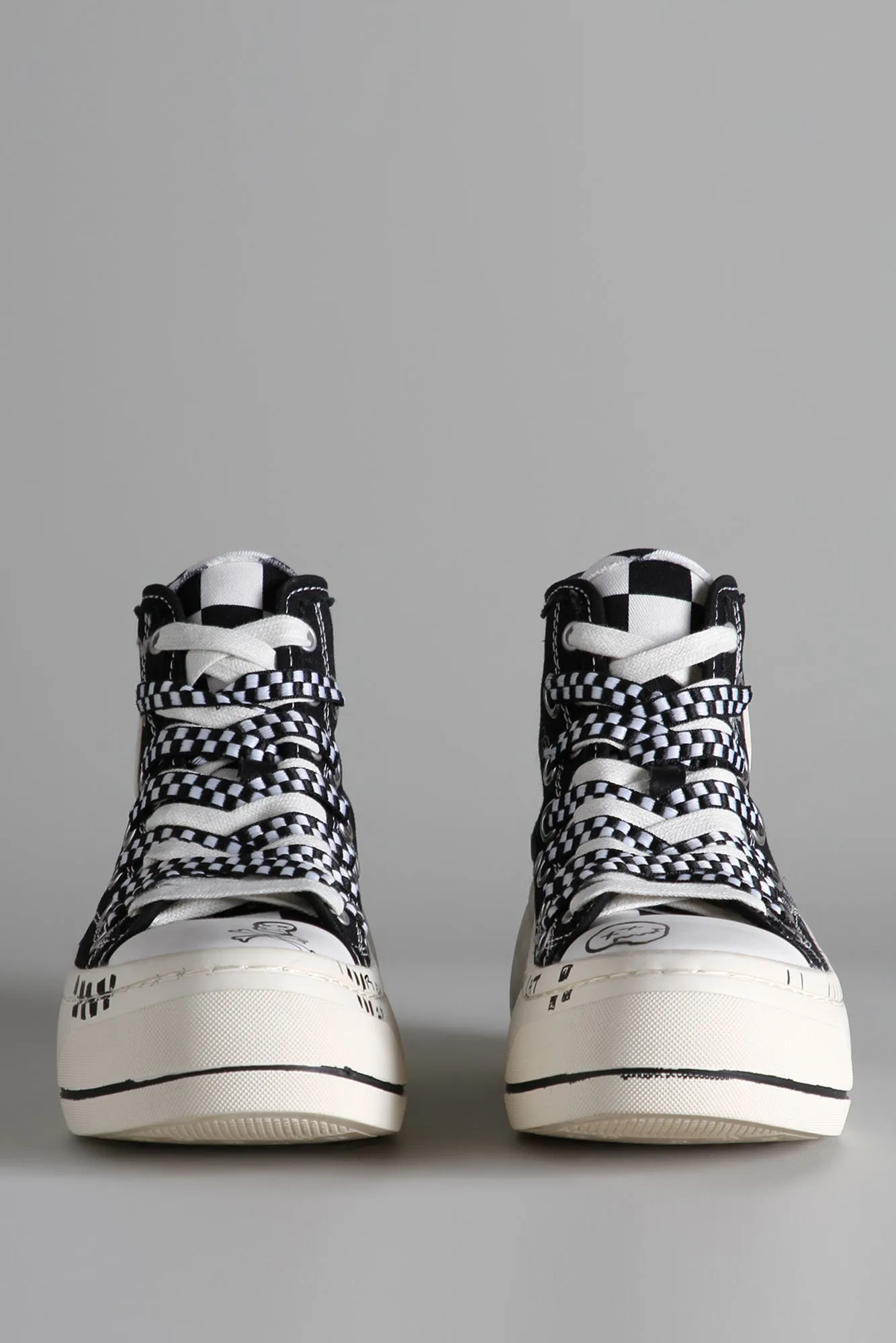DOUBLE GROMMET KURT HIGH TOP SNEAKER - BLACK GRAFFITI CHECKER sold by R13 product image thumbnail 2