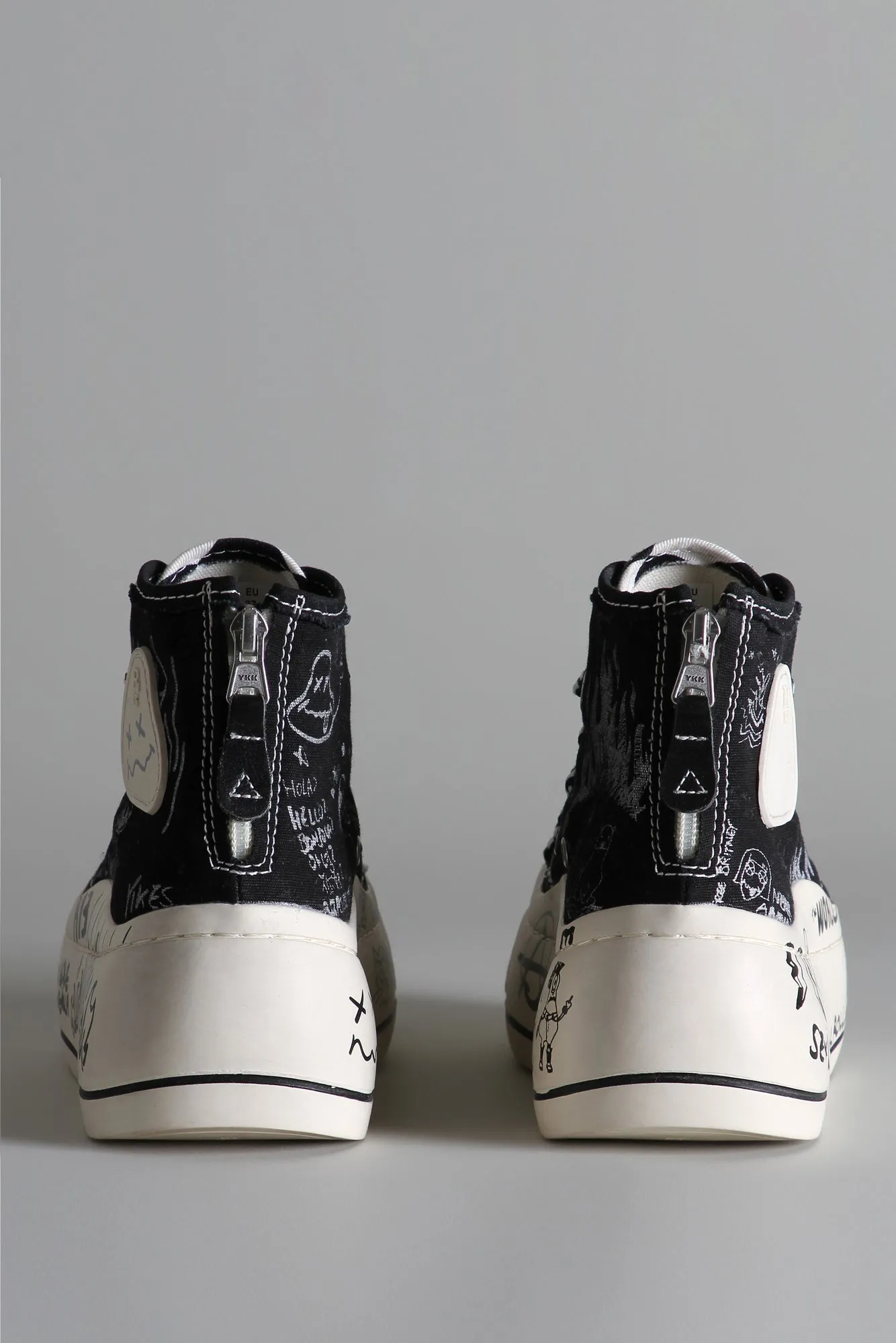 DOUBLE GROMMET KURT HIGH TOP SNEAKER - BLACK GRAFFITI CHECKER sold by R13 product image thumbnail 4