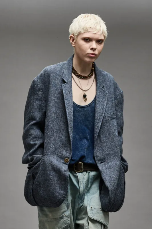 OVERSIZED BELLOW POCKET BLAZER - LIGHT INDIGO sold by R13