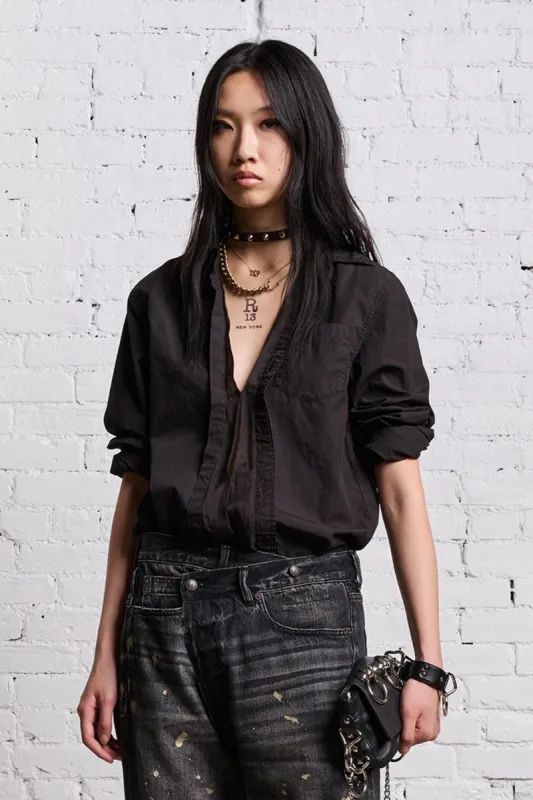 FOLDOUT SHIRT - BLACK OVERDYE sold by R13