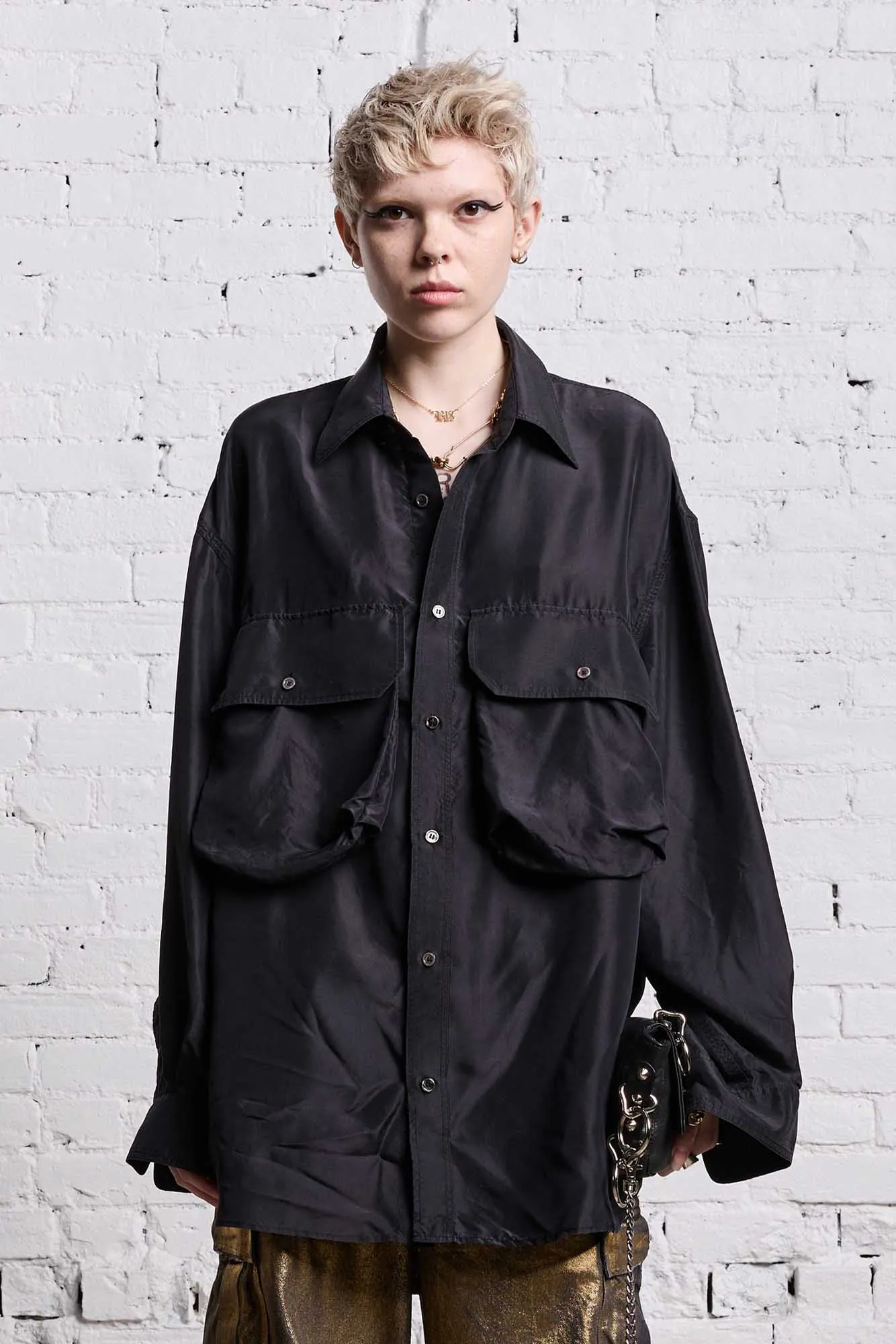 OVERSIZED POCKET SHIRT - BLACK OVERDYE sold by R13 product image thumbnail 3