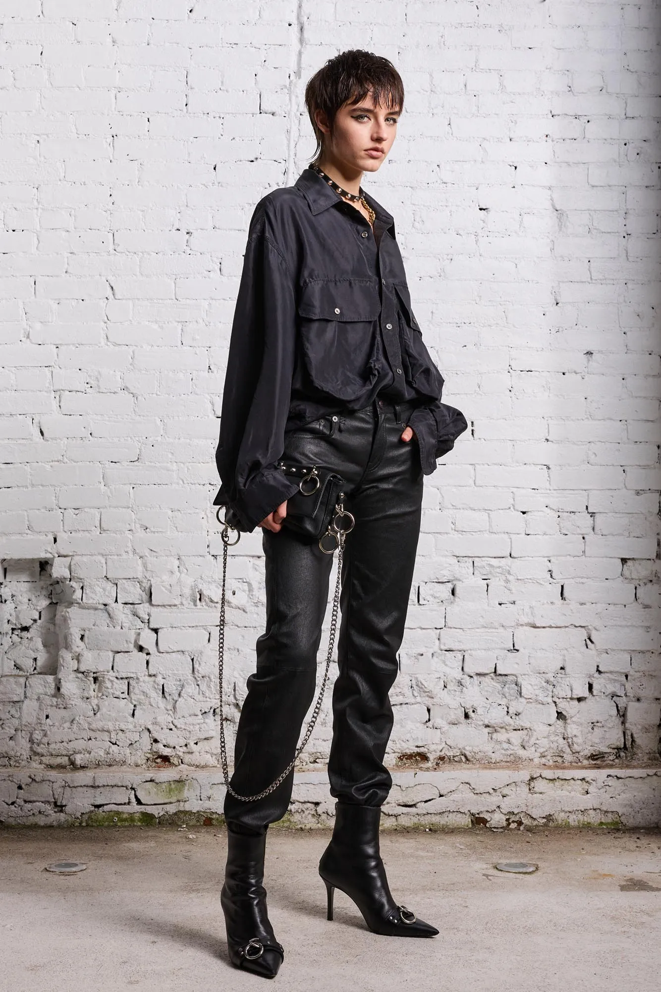 OVERSIZED POCKET SHIRT - BLACK OVERDYE sold by R13 product image thumbnail 2