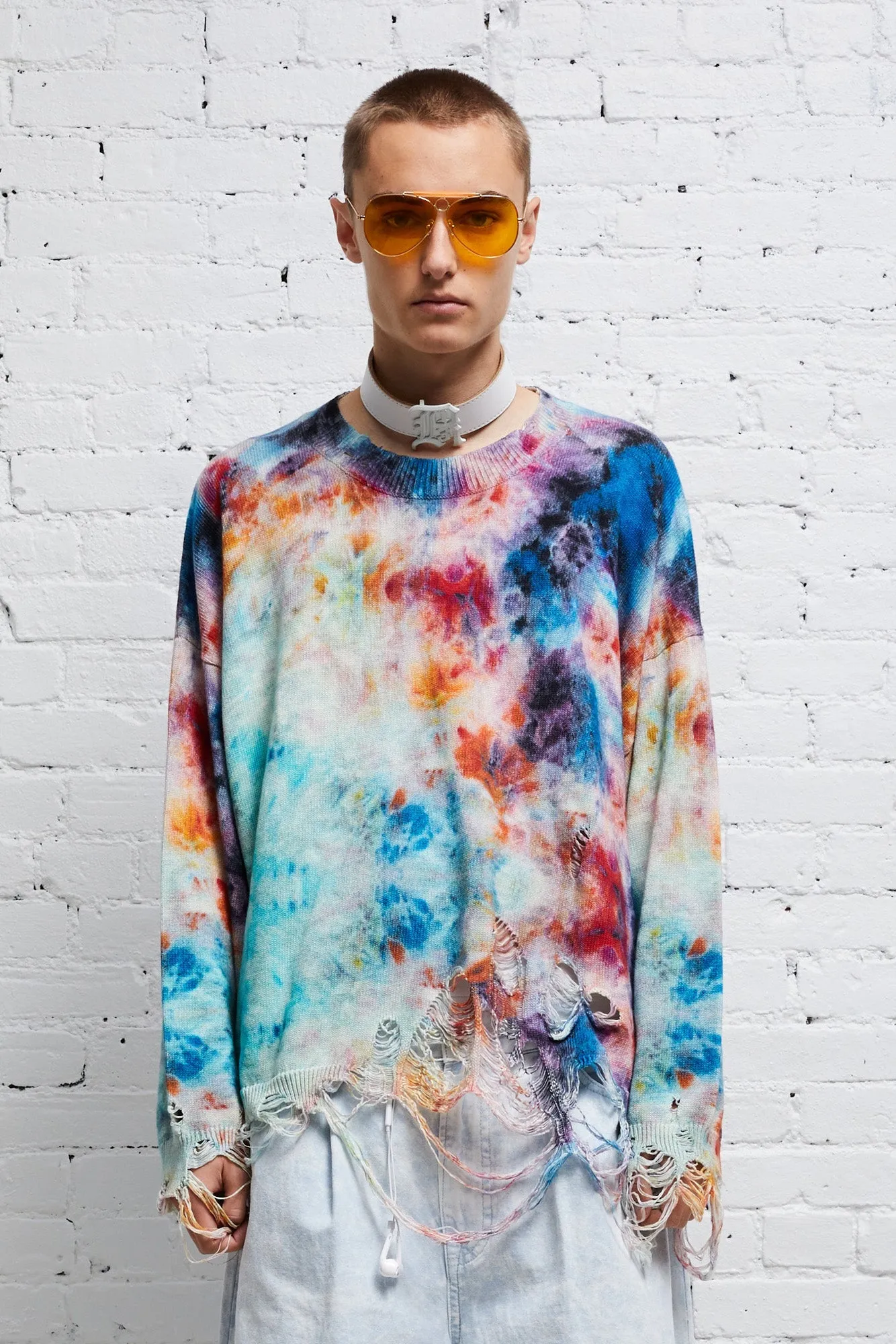 DESTROYED OVERSIZED PULLOVER - PRINTED TIE-DYE sold by R13