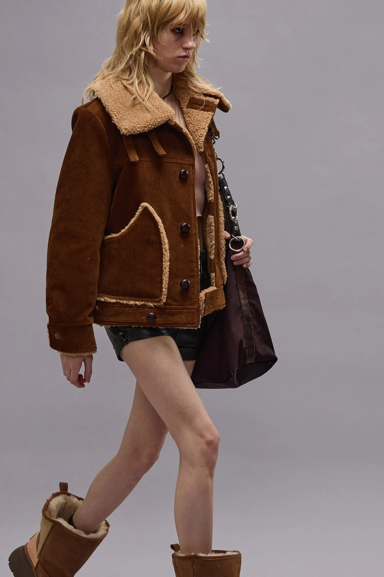 OVERSIZED COLLAR JACKET - BROWN CORDUROY sold by R13 product image thumbnail 2