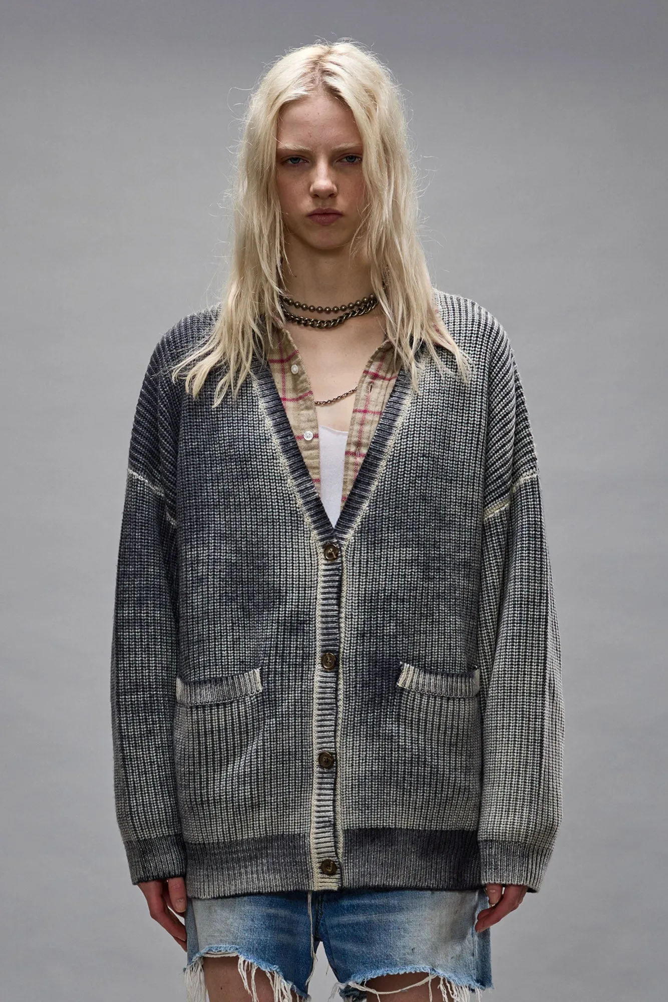 OVERSIZED CARDIGAN - DISTRESSED BLACK sold by R13 product image thumbnail 4